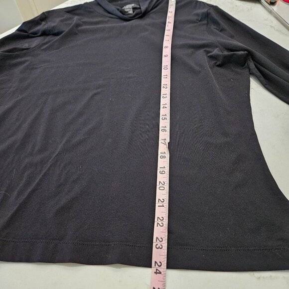 St. John Caviar Black Long-Sleeve Turtleneck Top Size Large Minimalism Old Money - Picture 4 of 8